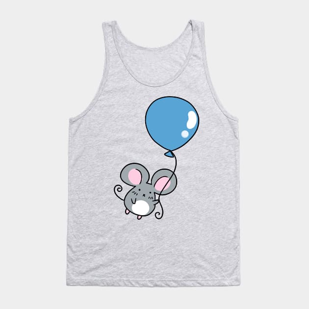 Blue Balloon Gray Mouse Tank Top by saradaboru